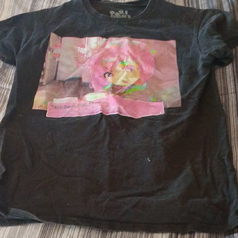 okie dokie Black Long Sleeve Tee with Pink Graphic